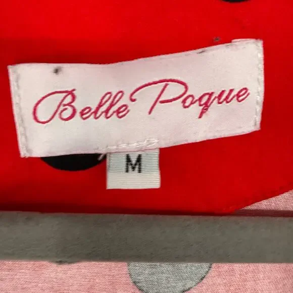 Belle Poque Polka Dot Fit & Flared Dress Womens Sz M Red Black Rockabilly Pin-Up - Picture 5 of 5